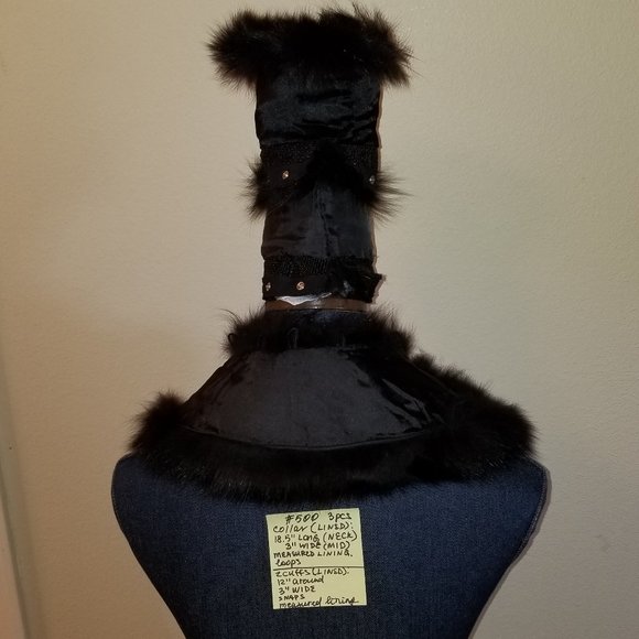 ✅#500 NWOT Black Genuine Fox Fur 1 Collar & 2 Cuffs - Picture 6 of 12